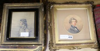 Lady Caroline Woodpencil and washPortrait of the Duke of Grafton, 6.75 x 6in. and a portrait of