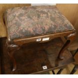 An 18th century style oak red walnut stool, W.56cm