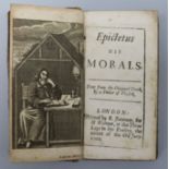 [Stanhope, George] Translator - Epictatus his morals, 16mo, calf, joints split, with engraved