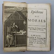 [Stanhope, George] Translator - Epictatus his morals, 16mo, calf, joints split, with engraved