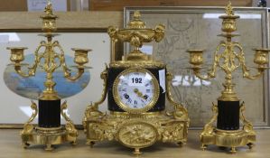 A French ormolu clock garniture