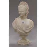 A marble bust of Madame Pompadour