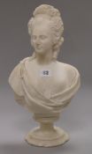 A marble bust of Madame Pompadour