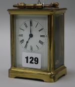 A brass carriage clock