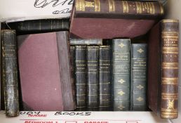 A box of 18th - 19th century leather and cloth bindings