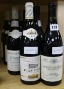 Three bottles of Savigny Les Beaunes, 1996, three Chateau de Mercey, Santenay, 1996 and two Rully