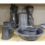 A quantity of pewter