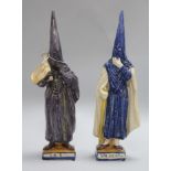 Two Montalvan, Triana maiolica figures of Nazarenos