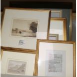 A group of assorted watercolours and printsincluding studies by Arthur Rackham, Robert Batty and