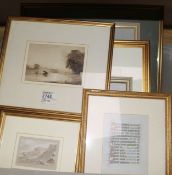 A group of assorted watercolours and printsincluding studies by Arthur Rackham, Robert Batty and