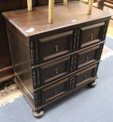 A small Jacobean style oak chest, W.78cm