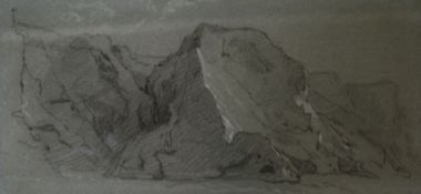 John Sell-Cotman (1782-1842)pastel and chalk'The face of a mountain'labels verso4.75 x 9.5in.