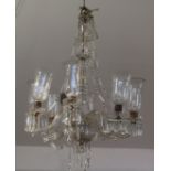 A large Victorian eight branch glass chandelier