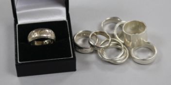 A Tiffany & Co silver "Russian" triple ring, six Wright & Teagle silver rings and one other silver