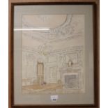 Adrian Daintryink and watercolourCountry house interior22 x 17.5in.