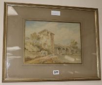 Samuel Prout (1783-1852)watercolourFigures beside Italian ruins9 x 12in.