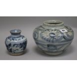 Two 17th century Chinese blue and white jars, with certificates