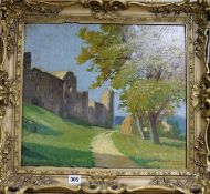 William Miller Fraser (1864-1961)oil on boardSunlight on ruins, Athol, Scotlandsigned and dated '