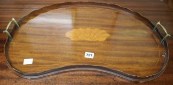 An Edwardian kidney-shaped tray, W.62cm