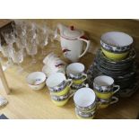A Crown Derby Fieldings coffee set and a Foley china coffee set