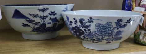 Two 19th century Chinese blue and white bowls