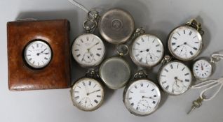 Ten assorted pocket watches including silver.