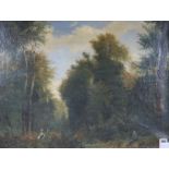 19th century French Schooloil on canvasFigures in woodland22 x 29in., unframed