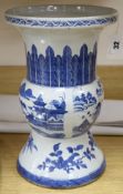 A 19th century Chinese blue and white vase, of Gu form, decorated with a continuous band of