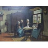 Early 20th century Flemish Schooloil on canvasInterior with women sewing24.5 x 33in.