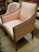 An Edwardian tub seat chair