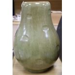 A large Sussie Cooper green and brown mottled vase, incised mark 'Susie Cooper England'