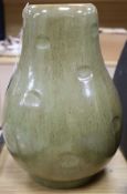 A large Sussie Cooper green and brown mottled vase, incised mark 'Susie Cooper England'