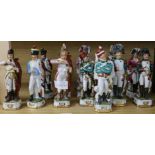 A set of twelve Capo di Monte style Napoleonic soldiers, tallest 20cm