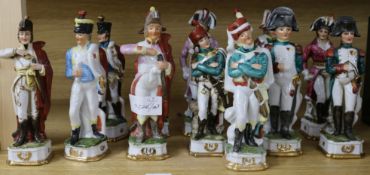 A set of twelve Capo di Monte style Napoleonic soldiers, tallest 20cm
