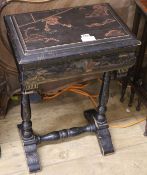 A 19th century Chinese export lacquer work table, W.1ft 6in.