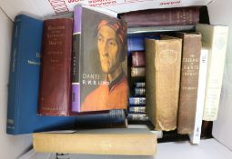 Two boxes containing works relating to Dante and Rabelais