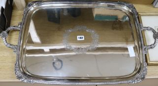 A rectangular silver plated tray