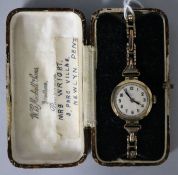 A lady's 9ct gold wrist watch in Michell, Penzance box.