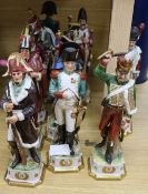 A set of eleven Capo di Monte style Napoleonic officers, 31cm