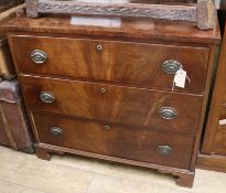 A 19th century Continental mahogany three-drawer chest, W.2ft 11in.