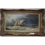 19th century English Schooloil on canvasFishing boats off the Dutch coast10.5 x 21.5in.