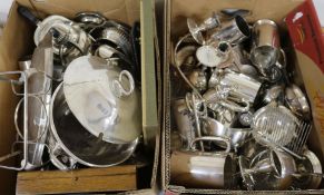 Two boxes of silver plate