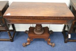 A William IV mahogany card table 3ft