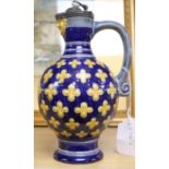 A Minton majolica pewter lidded jug