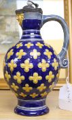 A Minton majolica pewter lidded jug