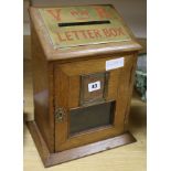 A Victorian brass mounted oak letter box, height 14.5in.