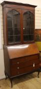 An Edwardian bureau bookcase, W.3ft