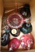 A group of assorted glass liqueur jugs, etc.