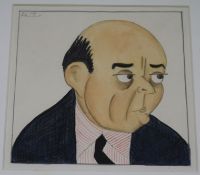 Aline Fruhauf watercolourPortrait of a Arnold Schoenberg (1874-1951), inscribed 5.5 x 5.5in.