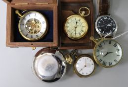 An Ingersoll wristwatch, three modern watches and a compass